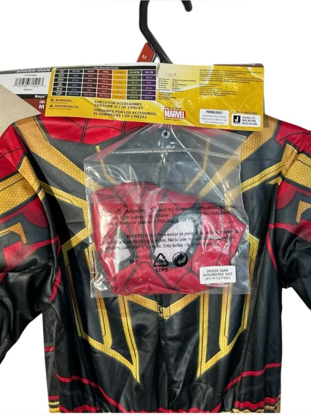 Spiderman Costume Jumpsuit With Fabric Mask NEW Halloween Set Kids Boys Medium 8